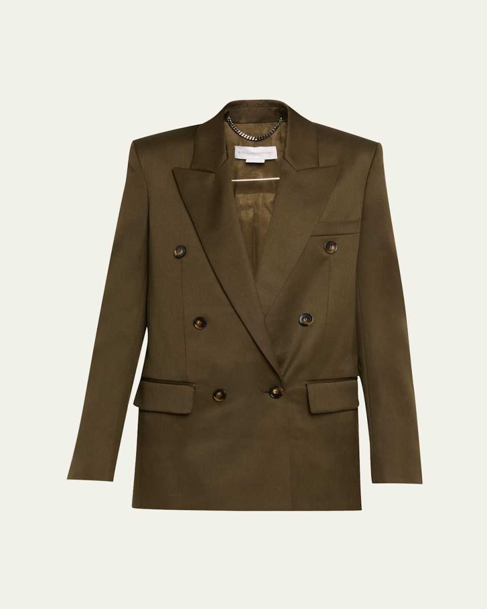 Shiny Wool Double-Breasted Jacket